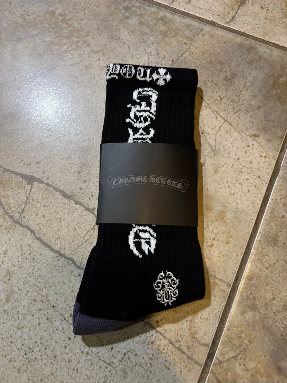 Chrome Hearts F*ck You Black Socks with White Dagger